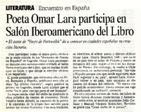 Omar Lara participa en Salón Iberoamericano del Libro.  [artículo]