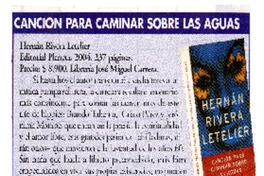 Canción para caminar sobre las aguas  [artículo] Floridor Pérez.