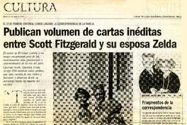 Publican volumen de cartas inéditas entre Scott Fitzgerald y su esposa Zelda.  [artículo]