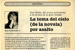 La toma del cielo (de la novela) por asalto  [artículo] Mili Rodríguez V.