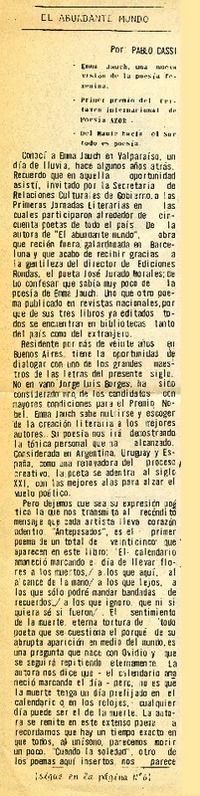 El abundante mundo  [artículo] Pablo Cassi.