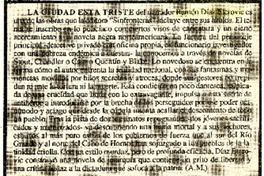 La ciudad esta triste  [artículo] A. M.