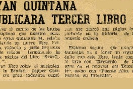 Ayán Quintana publicará tercer libro  [artículo].