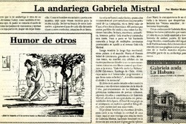 La andariega Gabriela Mistral  [artículo] Marino Muñoz Lagos