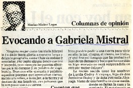 Evocando a Gabriela Mistral  [artículo] Marino Muñoz Lagos