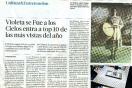 Violeta se fue a los cielos entra a top 10 de las màs vistas del año  [artículo] Andrès del Real.