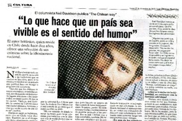 "Lo que hace que un paìs sea vivible es el sentido del humor" (entrevista)  [artículo] Jazmìn Lolas.