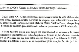 Violeta se fue los cielos  [artículo] Irma Césped Benítez.