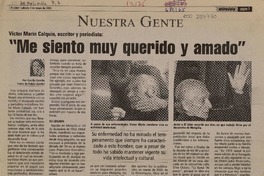 Me siento muy querido y amado"  [artículo] Cecilia Osorio.