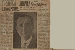 Últimos poemas  [artículo] Ricardo Latcham.
