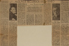 Algunos recuerdos del Ateneo.  [artículo]