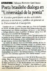 Poeta brasileño dialoga en "Universidad de la poesía".  [artículo]