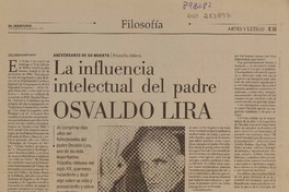 La influencia intelectual del padre Osvaldo Lira.  [artículo] José Joaquín Ugarte Godoy.