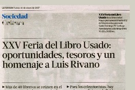 XXV Feria del Libro Usado: oportunidades, tesoro y un homenaje a Luis Rivano [artículo] Constanza Troncoso M.