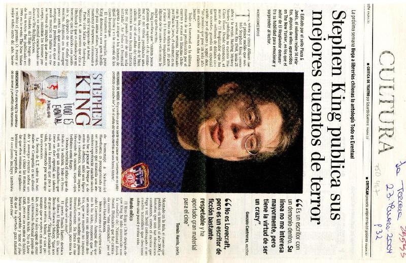Stephen King publica sus mejores cuentos de terror [artículo] Andrés Gómez  Bravo. - Biblioteca Nacional Digital de Chile