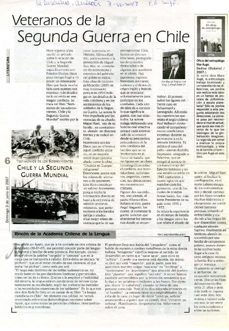 Veteranos de la segunda guerra en Chile [artículo]Marcial Pedrero Leal. -  Biblioteca Nacional Digital de Chile