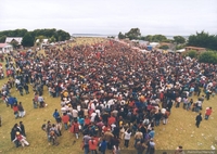Isla de Cahuac, explanada, procesión con el Nazareno de Cahuach.