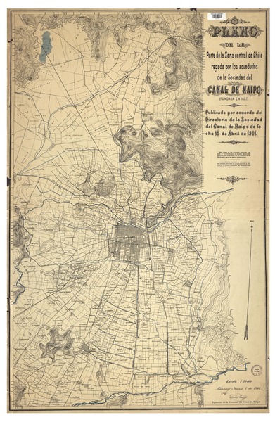 Plano de la parte de la Zona Central de Chile regada por los acueductos de la Sociedad del Canal del Maipo Plano de la parte de la Zona Central de Chile regada por los acueductos de la Sociedad del Canal del Maipo