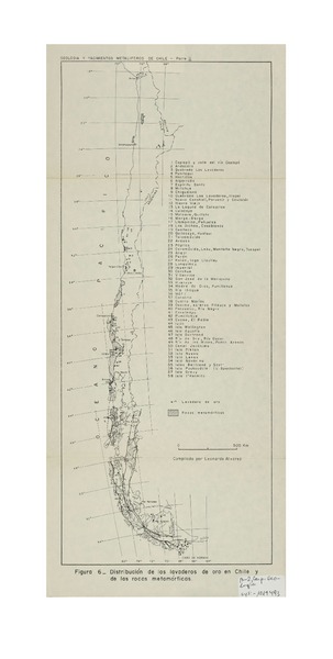 Distribución de los lavaderos de oro en Chile y de las rocas metamórficas Distribución de los lavaderos de oro en Chile y de las rocas metamórficas