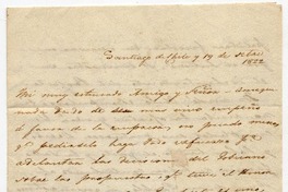 [Carta] 1822 oct[ubre] 19, Santiago de Chile [al] Sor Dn. Manuel Salas