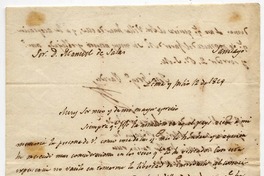 [Carta] 1829 Julio 12, Lima [al] Sor. D. Manuel de Salas