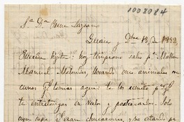[Carta] 1882 D[iciem]bre 18, Guaico [a] Sa. Da. Irene Lazcano