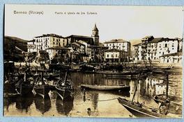 Puerto é iglesia de Sta. Eufemia Bermeo (Vizcaya).