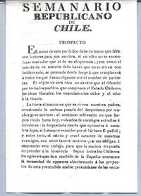 Semanario Republicano de Chile. Prospecto Semanario Republicano de Chile. Prospecto