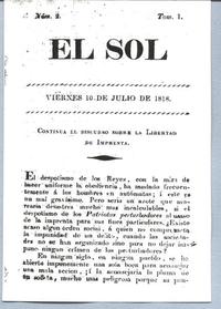 El Sol, Núm. 2, Tom. 1, Continúa el discurso sobre la Libertad de Imprenta. El Sol, Núm. 2, Tom. 1, Continúa el discurso sobre la Libertad de Imprenta.