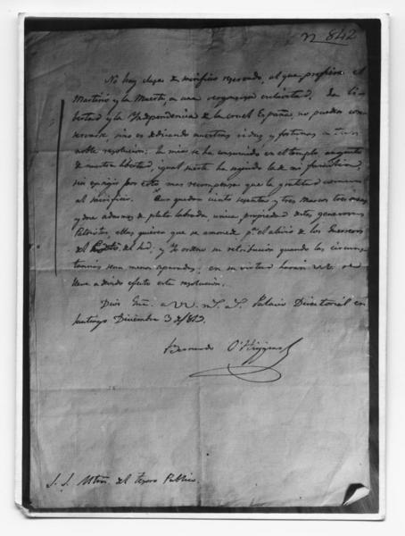 [Manuscrito de Bernardo O'Higgins]