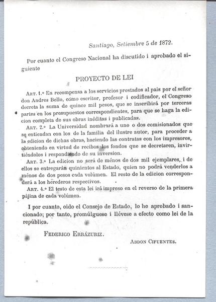 [Proyecto de Ley por Federico Errázuriz y Abdon Cifuentes]