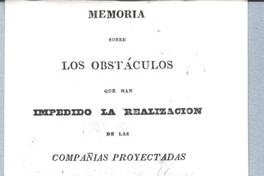 Memoria sobre los obstáculos que han impedido la realización de las compañías proyectadas para la América Central