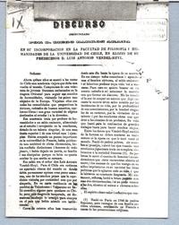 Discurso pronunciado por D. Diego Barros Arana en su incorporación en la Facultad de Filosofía i Humanidades de la Universidad de Chile En elojio de su predecesor D. Luis Antonio Vendel-Heyl Discurso pronunciado por D. Diego Barros Arana en su incorporación en la Facultad de Filosofía i Humanidades de la Universidad de Chile En elojio de su predecesor D. Luis Antonio Vendel-Heyl