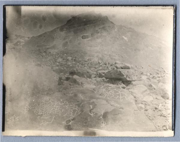 [Piedras pintadas del Cerro Guanaco en el valle del Río de los Cipreses, Cauquenes]