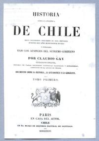 Portada. Historia Física y Política de Chile. Claudio Gay. Portada. Historia Física y Política de Chile. Claudio Gay.