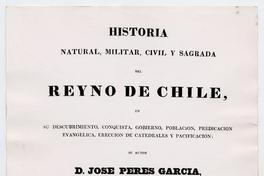 Historia Natural, Militar, Civil y Sagrada del Reino de Chile :Autor TomoI. Año 1788 Historia Natural, Militar, Civil y Sagrada del Reino de Chile :Autor TomoI. Año 1788