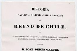 Historia Natural, Militar, Civil y Sagrada del Reino de Chile :Autor TomoI. Año 1788