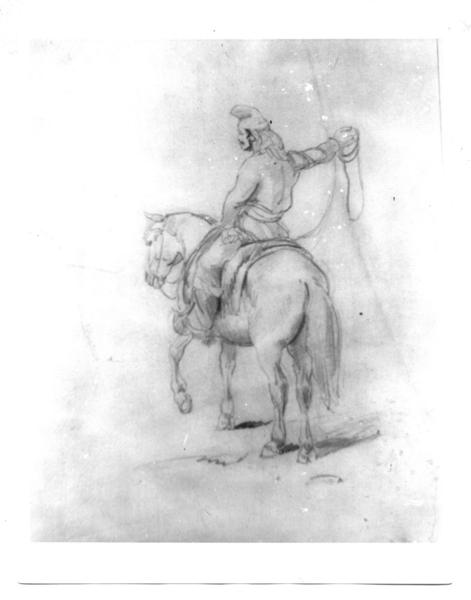 [Arriero o campesino montado a caballo, dibujo]