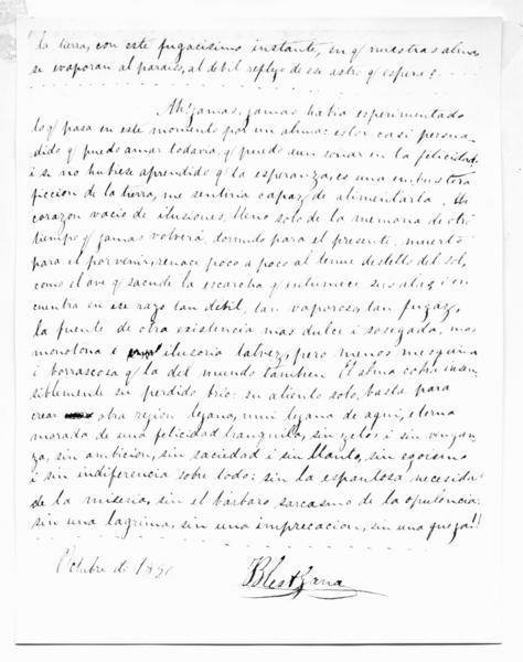 [Manuscrito : página n.33, titulado "Impresiones de la tarde : fragmento de unos recuerdos de viaje" de Blest Gana. Octubre 1890"]