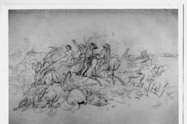 [Dibujo de una batalla del pueblo araucano, "El ataque de los indios a un puesto chileno" [Dibujo de una batalla del pueblo araucano, "El ataque de los indios a un puesto chileno"