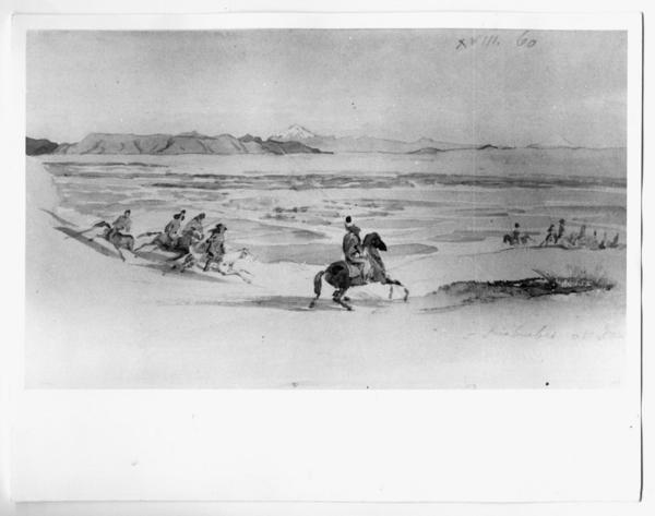 [Indios cabalgando por las orillas del Río Bío - Bío]