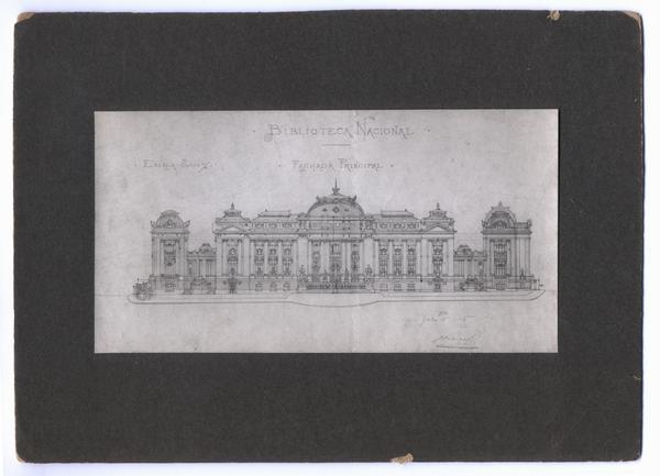 [Biblioteca Nacional, dibujo de la fachada principal]