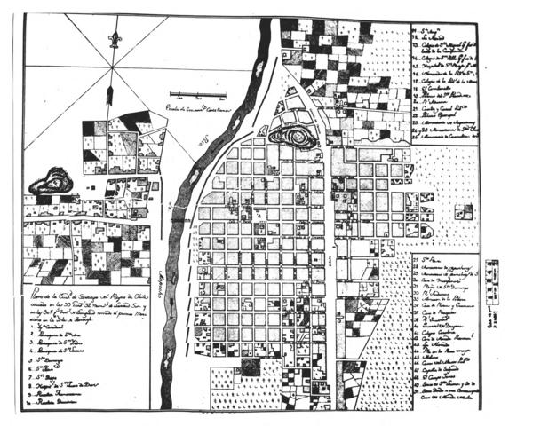 Plano de la ciudad de Santiago del Reyno de Chile...