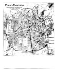 Plano de Santiago, con el proyecto de transformación de la Central de Arquitectos. Trazado definitivo Plano de Santiago, con el proyecto de transformación de la Central de Arquitectos. Trazado definitivo