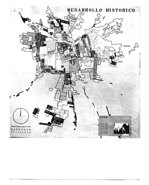 [Plano] Desarrollo histórico, Santiago 1541-1952