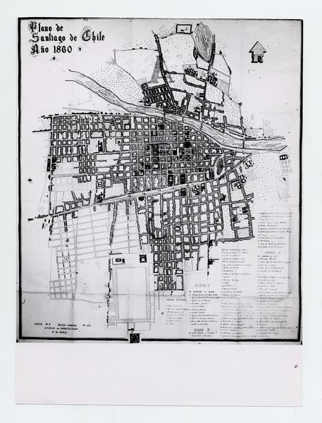 Plano de Santiago de Chile, año 1860