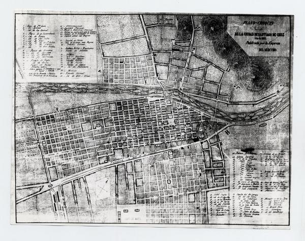 Plano-Croquis de la Ciudad de Santiago de Chile, 1863. Publicado por la Empresa del Mercurio