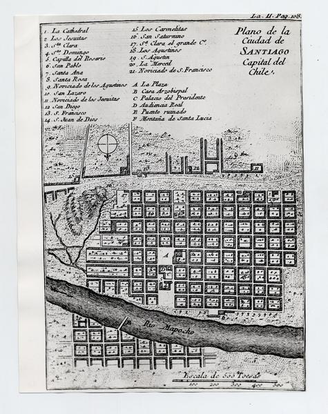 Plano de la Ciudad de Santiago, capital del Chile