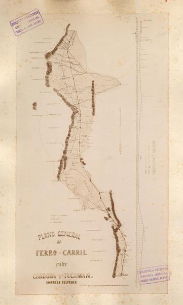 [Plano general del ferrocarril entre Córdova y Tucumán. Empresa Telfener]