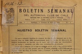 Boletín semanal del automóvil Club de Chile.